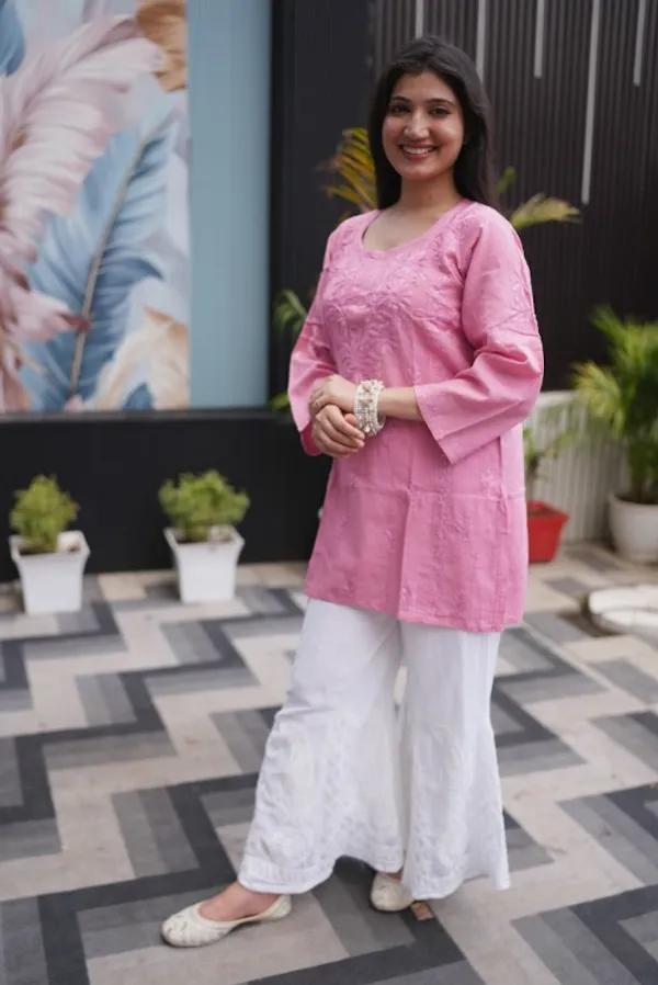 Pink_Linen_Kurti_For_Woman