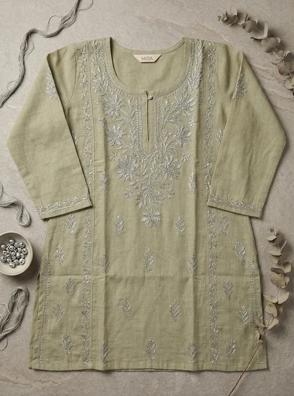 Pista_Green_Linen_Kurti_For_Woman
