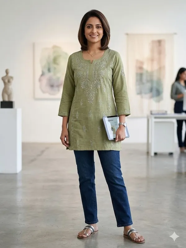 Pista_Green_Linen_Kurti_For_Woman
