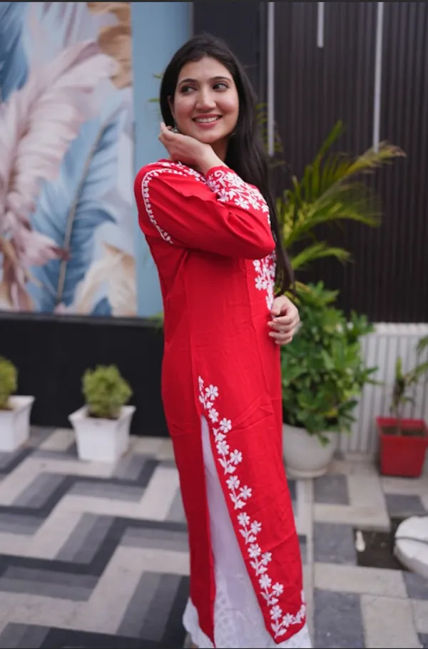 Red_Reyon_Kurti_For_Woman