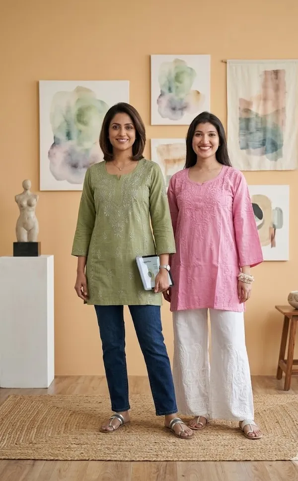 Pista_Green_And_Pink_Linen_Kurti_For_Woman_Pack_Of_2