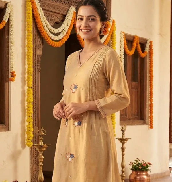 Light_Brown_Pure_Mul_Chanderi_Suit_Set_For_Women-(KURTI+PANT+DUPATTA)