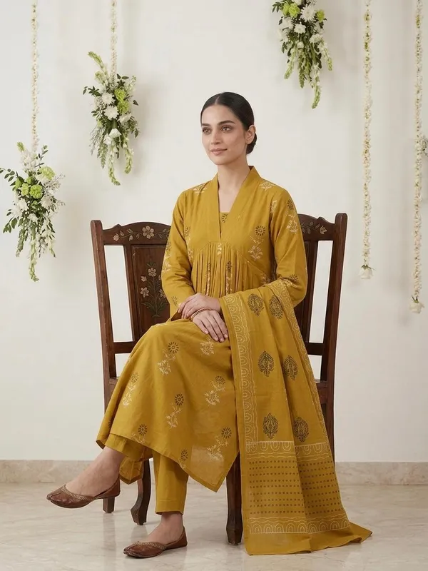 Yellow_Mul_Cotton_Suit_Set_For_Women-(KURTI_+_PANT_+_DUPATTA)