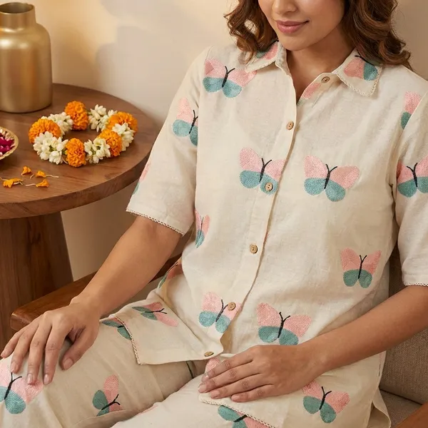 Butterfly_Motif_Handcrafted_Khadi_Cotton_Co-Ord_Set_–_Ivory