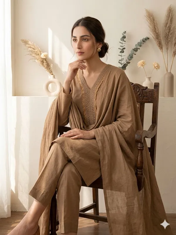 Brown_Mul_Cotton_Suit_Set_For_Women