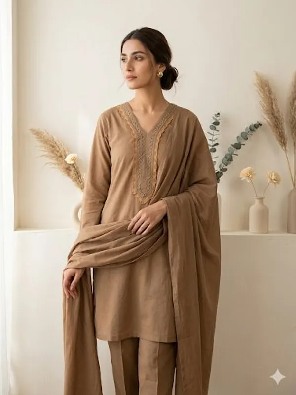 Brown_Mul_Cotton_Suit_Set_For_Women