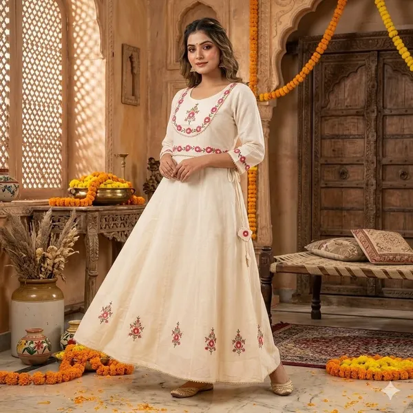 Cream_Khadi_Cotton_Suit_Set_For_Women