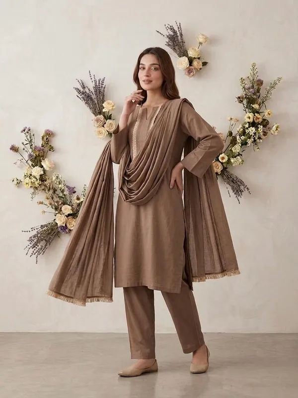 Mul_Cotton_Daily_Wear_Suit_Set_–_Coffee_Brown_(KURTI+PANT+DUPATTA)🤎