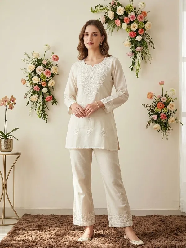 Cream_Khadi_Cotton_Co-Ord_Set_For_Women