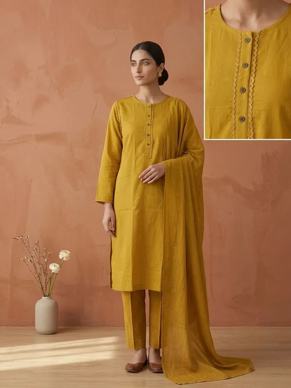 Yellow_Mul_Cotton_Kurta_Set_For_Women