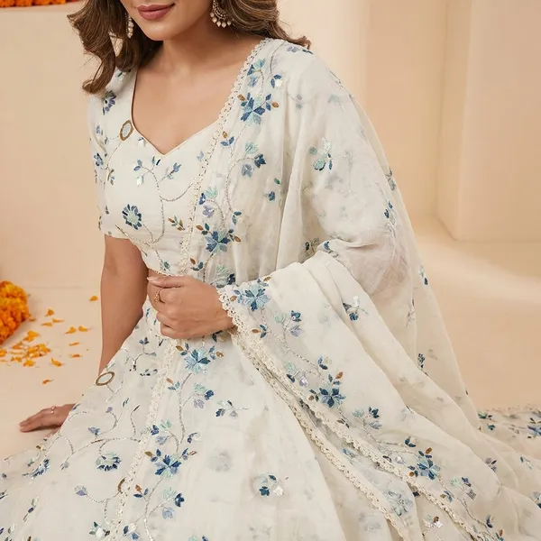 White_And_Blue_Khadi_Cotton_Lehenga_Set_For_Women_(LEHENGA+BLOUSE+DUPATTA)