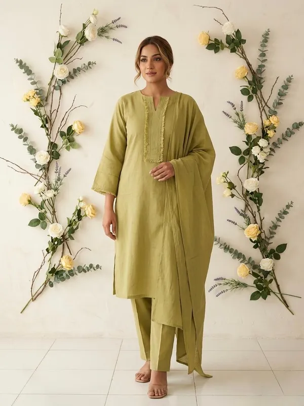 Green_Mul_Cotton_Kurta_Pajama_Set_For_Women-(KURTI+PANT+DUPATTA)
