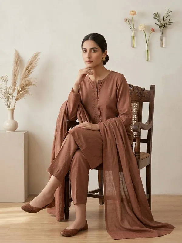 Brown_Mul_Cotton_Suit_Set_For_Women