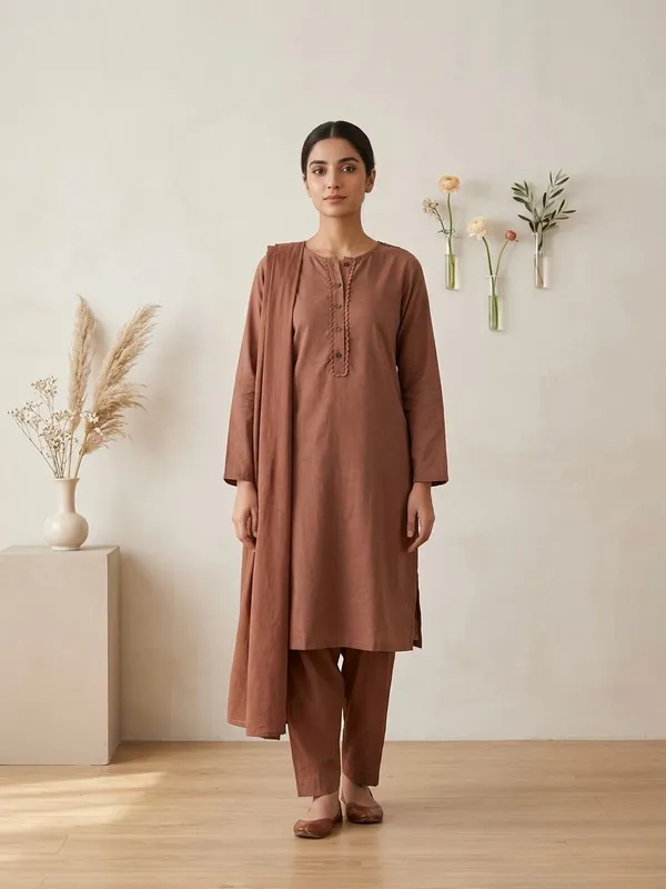 Brown_Mul_Cotton_Suit_Set_For_Women