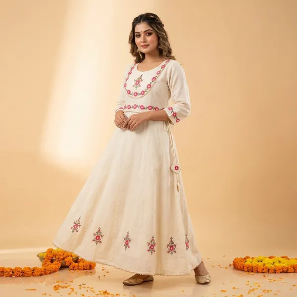 Cream_Khadi_Cotton_Suit_Set_For_Women