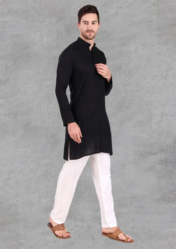 Black_Cotton_Kurta_Pajama_Set_For_Men