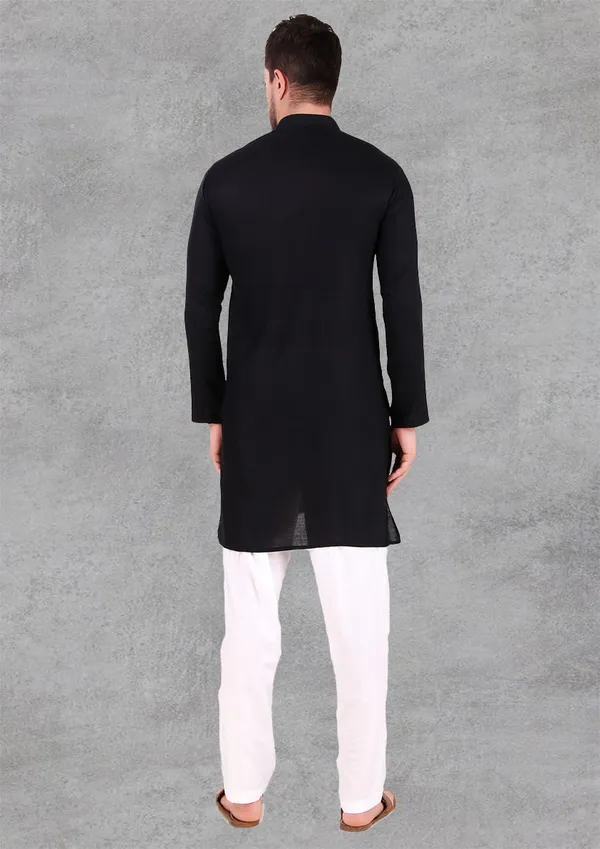 Black_Cotton_Kurta_Pajama_Set_For_Men