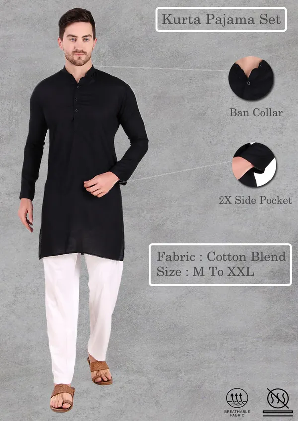 Black_Cotton_Kurta_Pajama_Set_For_Men