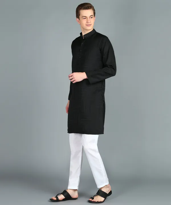 Black_Cotton_Kurta_Pajama_Set_For_Men