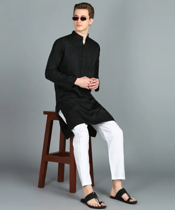 Black_Cotton_Kurta_Pajama_Set_For_Men