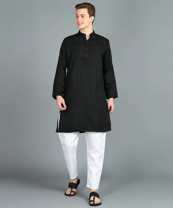 Black_Cotton_Kurta_Pajama_Set_For_Men
