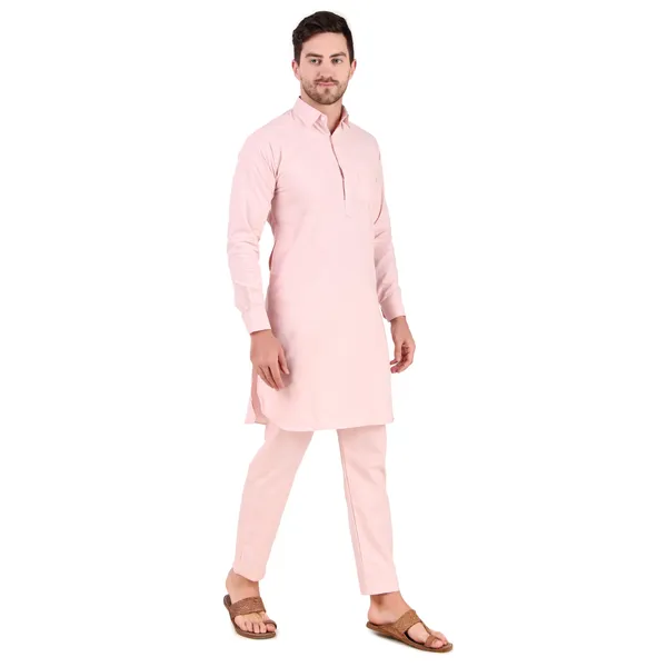 Pink_Cotton_Pathani_Suit_Kurta_Pajama_Set_For_Men