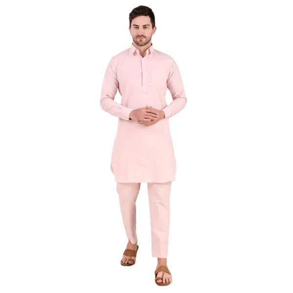 Pink_Cotton_Pathani_Suit_Kurta_Pajama_Set_For_Men