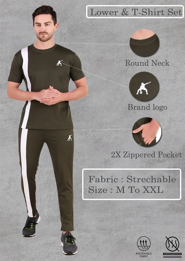 Mehndi_Green_Polyester_Tshirt_And_Lower_Set_For_Men