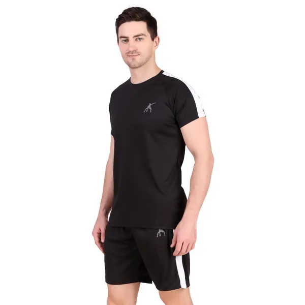 Black_Polyester_T_Shirt_And_Shorts_Set_For_Men