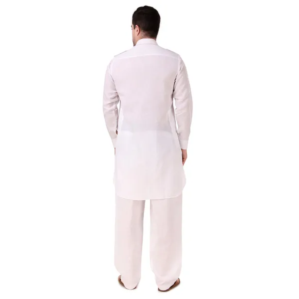 White_Cotton_Pathani_Suit_Kurta_Pajama_Set_For_Men