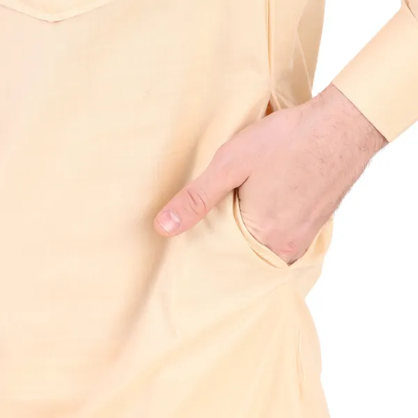 Beige_Cotton_Pathani_Suit_Kurta_Pajama_Set_For_Men