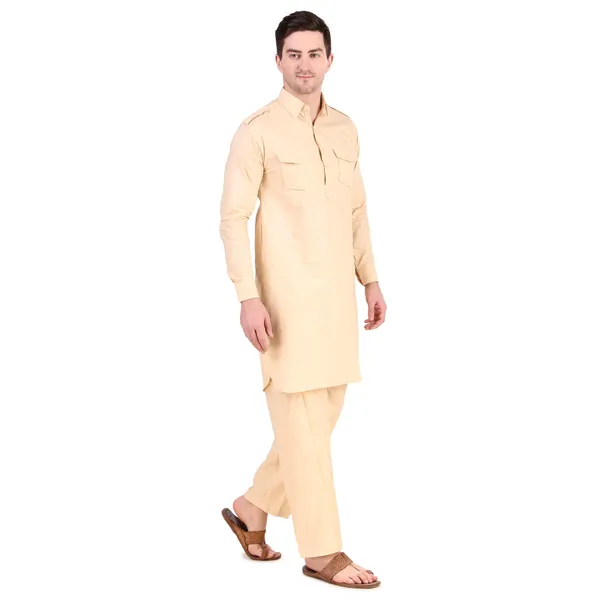 Beige_Cotton_Pathani_Suit_Kurta_Pajama_Set_For_Men