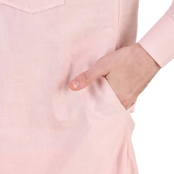 Pink_Cotton_Pathani_Suit_Kurta_Pajama_Set_For_Men