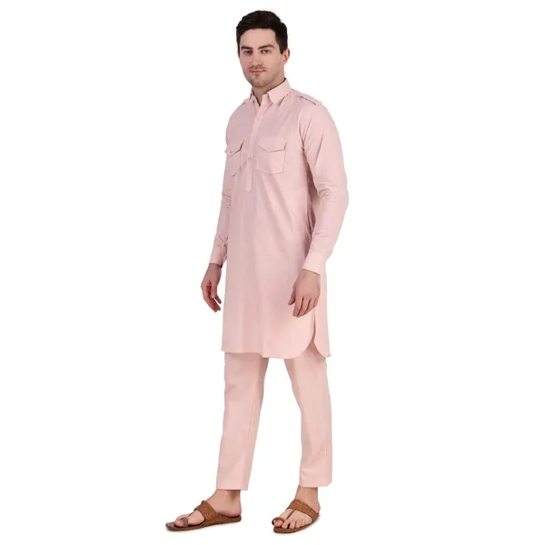 Pink_Cotton_Pathani_Suit_Kurta_Pajama_Set_For_Men