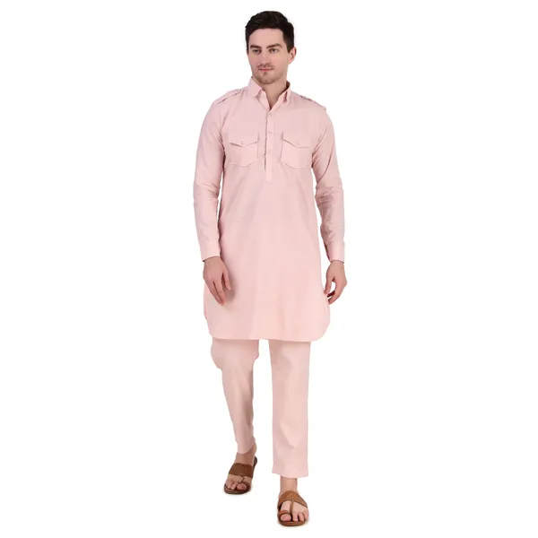 Pink_Cotton_Pathani_Suit_Kurta_Pajama_Set_For_Men