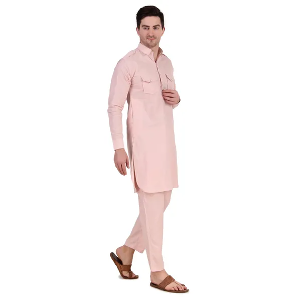 Pink_Cotton_Pathani_Suit_Kurta_Pajama_Set_For_Men