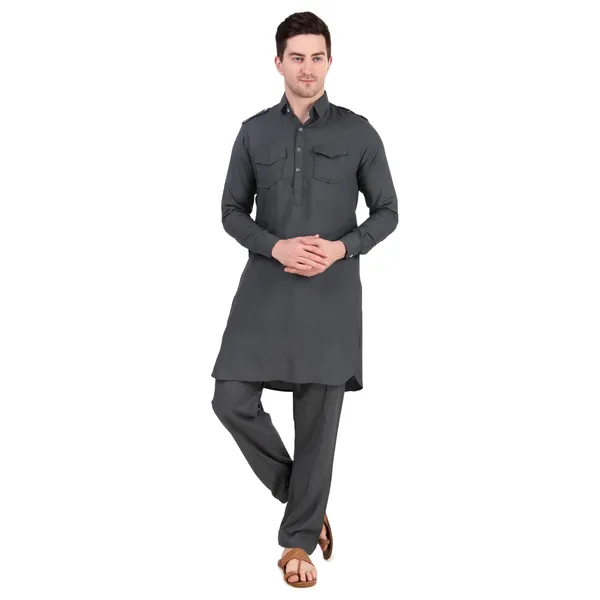 Grey_Cotton_Pathani_Suit_Kurta_Pajama_Set_For_Men