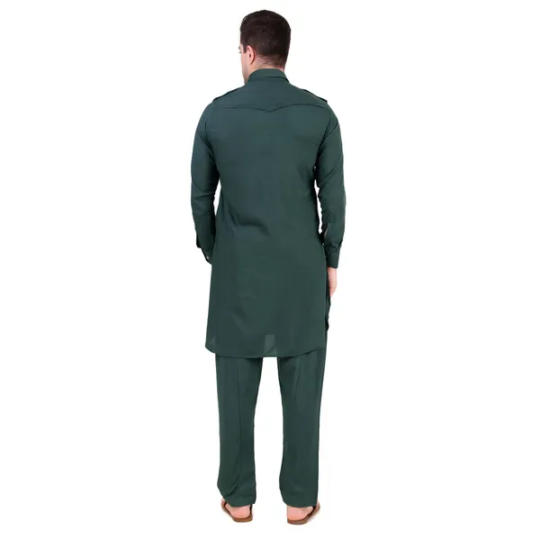 Olive_Cotton_Pathani_Suit_Kurta_Pajama_Set_For_Men