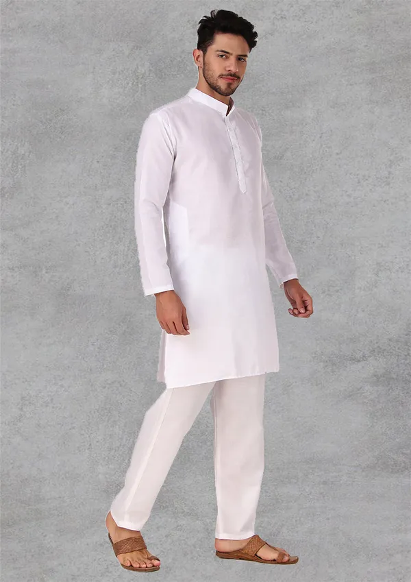 White_Cotton_Kurta_Pajama_Set_For_Men