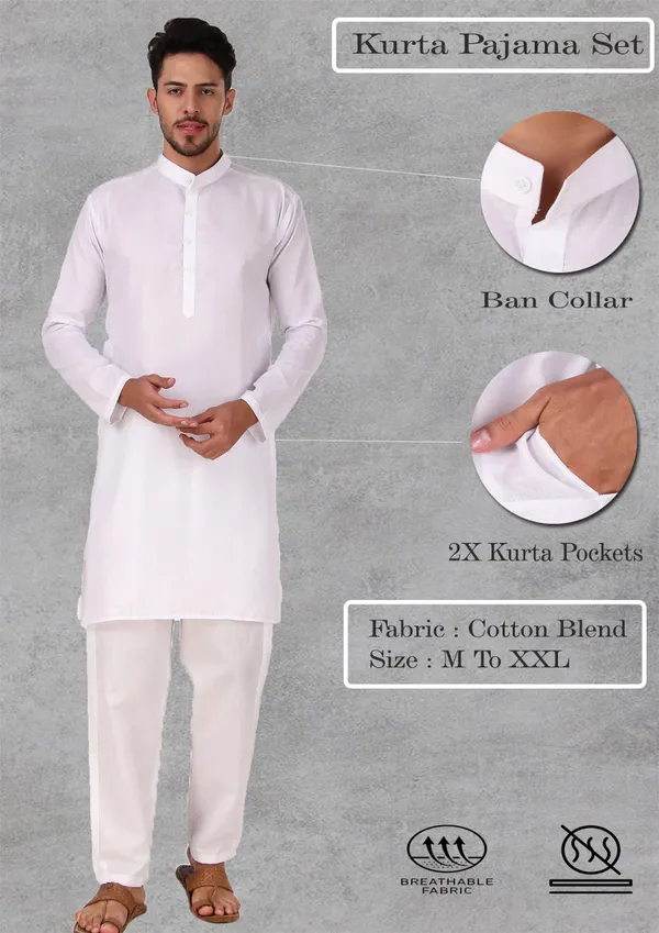 White_Cotton_Kurta_Pajama_Set_For_Men