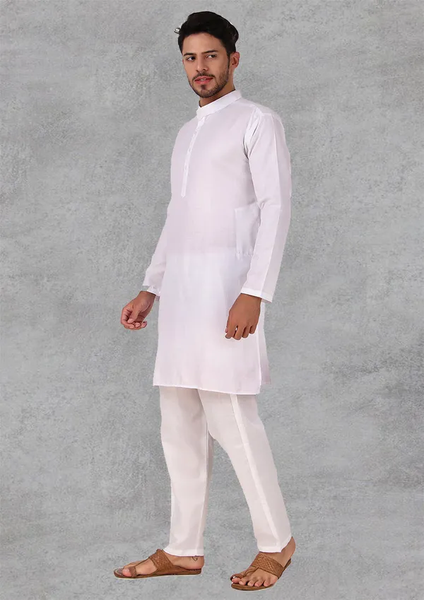White_Cotton_Kurta_Pajama_Set_For_Men