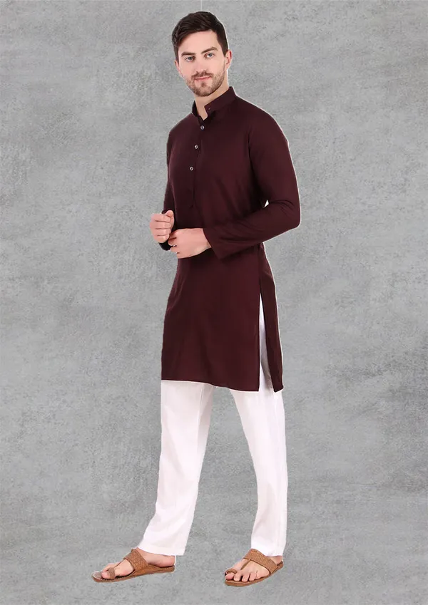 Brown_Cotton_Kurta_Pajama_Set_For_Men