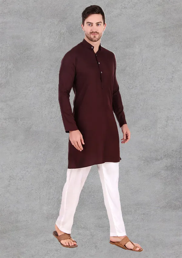 Brown_Cotton_Kurta_Pajama_Set_For_Men