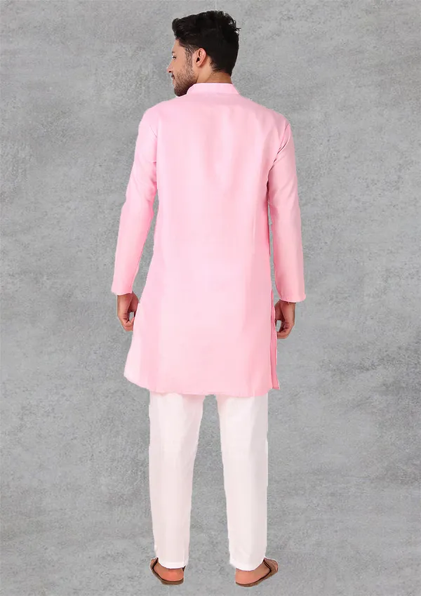 Pink_Cotton_Kurta_Pajama_Set_For_Men