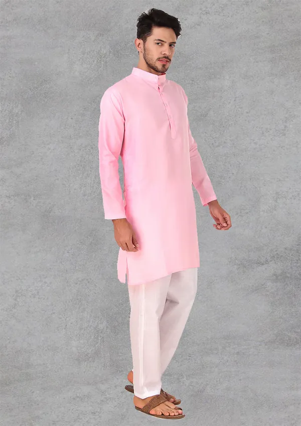 Pink_Cotton_Kurta_Pajama_Set_For_Men