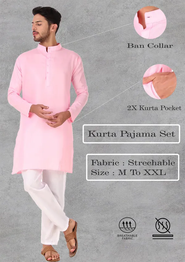 Pink_Cotton_Kurta_Pajama_Set_For_Men