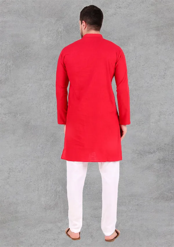 Red_Cotton_Kurta_Pajama_Set_For_Men