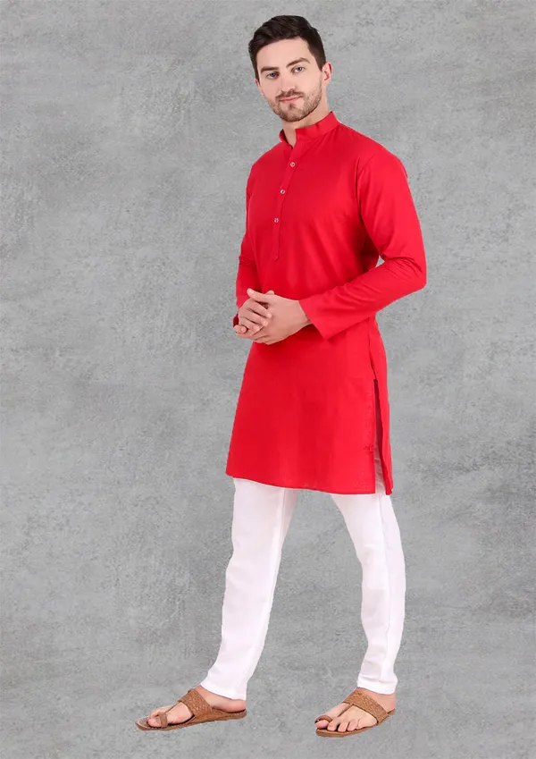 Red_Cotton_Kurta_Pajama_Set_For_Men