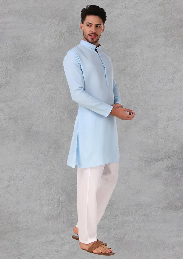 Sky_Blue_Cotton_Kurta_Pajama_Set_For_Men