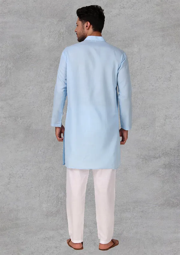 Sky_Blue_Cotton_Kurta_Pajama_Set_For_Men